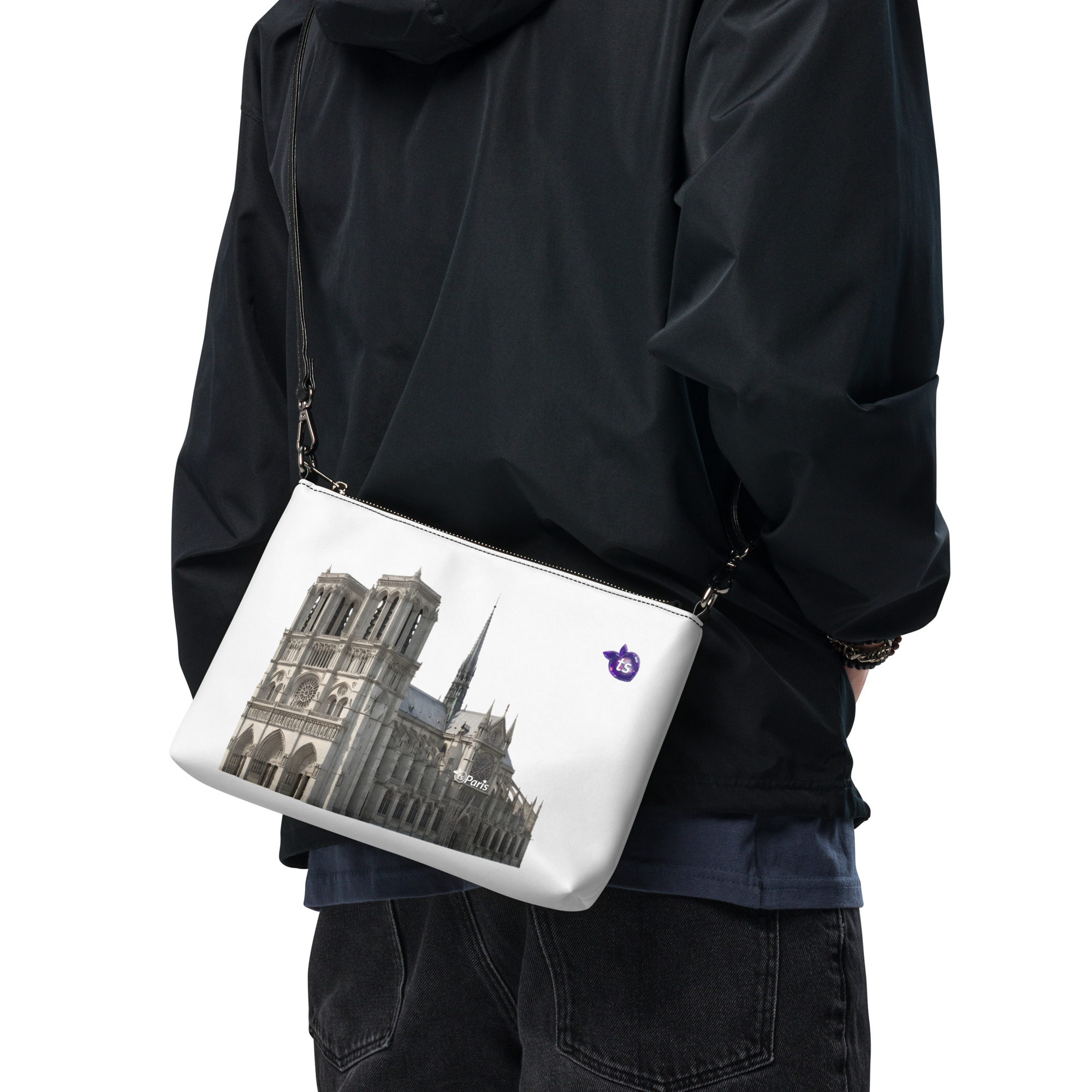 tsgabrielle® • Paris - Notre-Dame Cathedral • Crossbody Bag • White • 11″ × 8″ - View 7