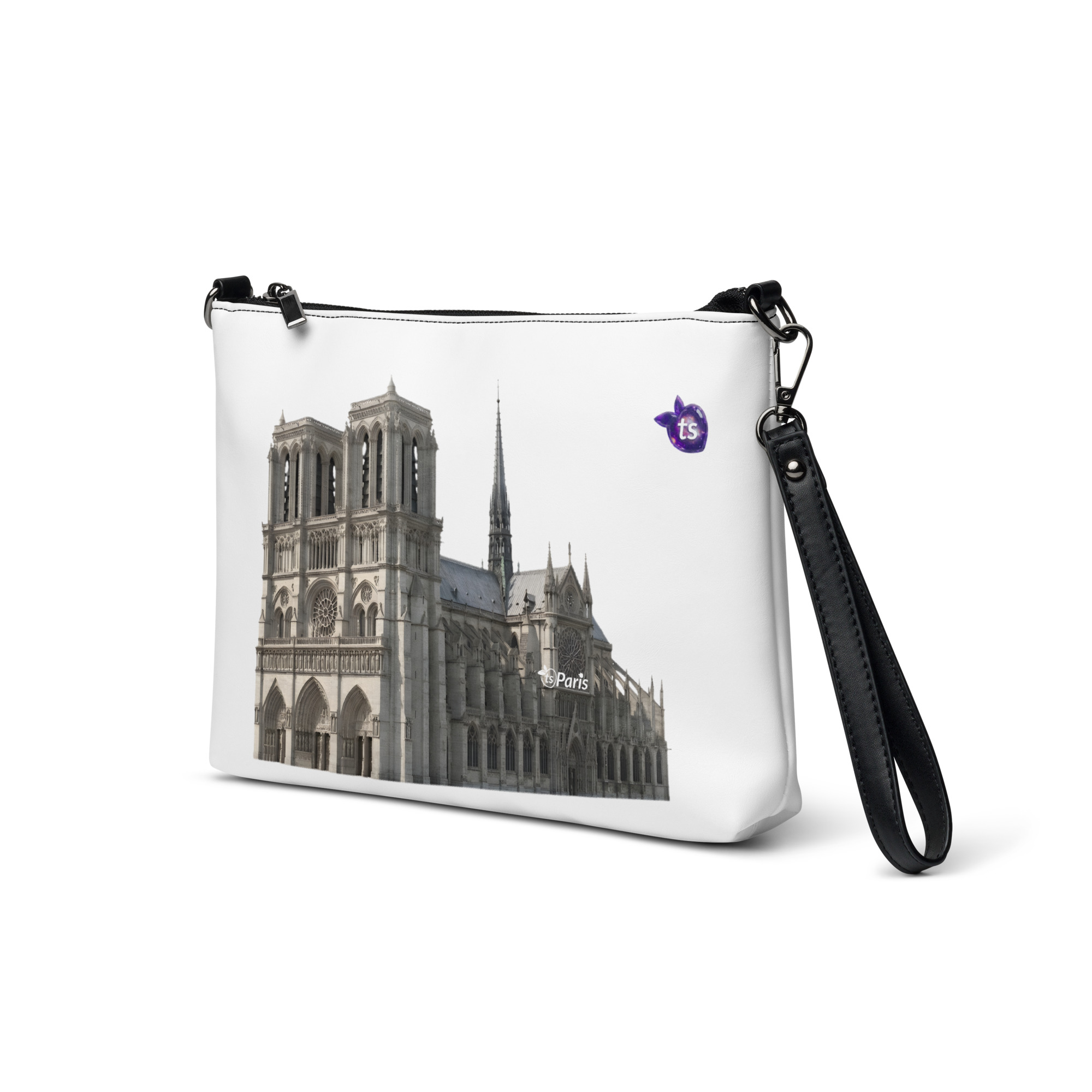 tsgabrielle® • Paris - Notre-Dame Cathedral • Crossbody Bag • White • 11″ × 8″ - View 3