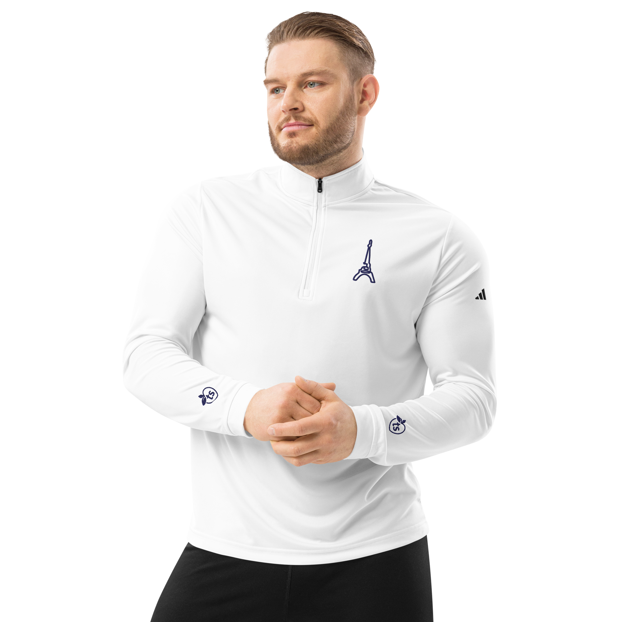 adidas® by tsgabrielle® • Men's • Paris - La Tour Eiffel • Quarter Zip Pullover • White - View 2