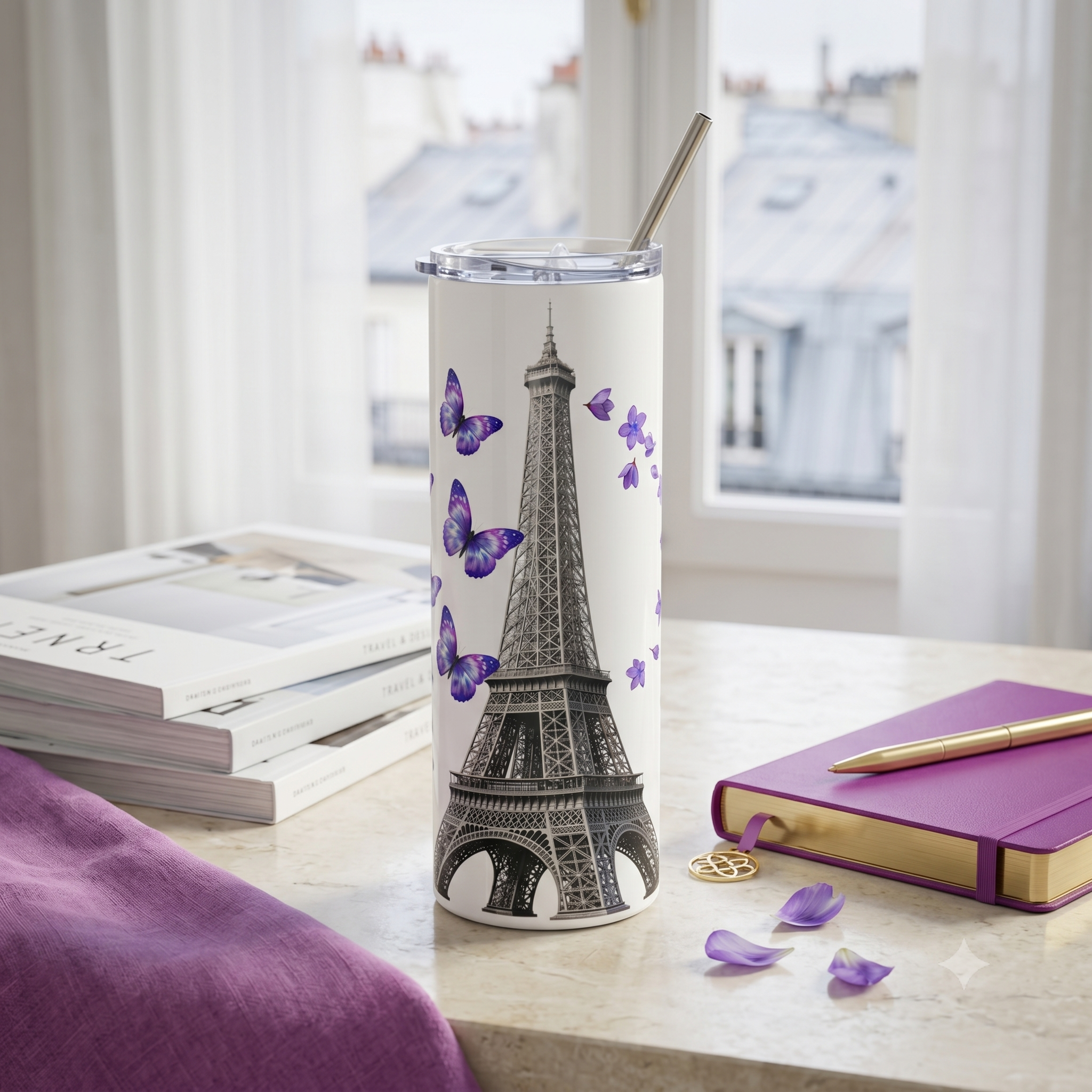 tsgabrielle® • Paris - La Tour Eiffel • Tumbler • Stainless Steel • White • 20 oz - View 3
