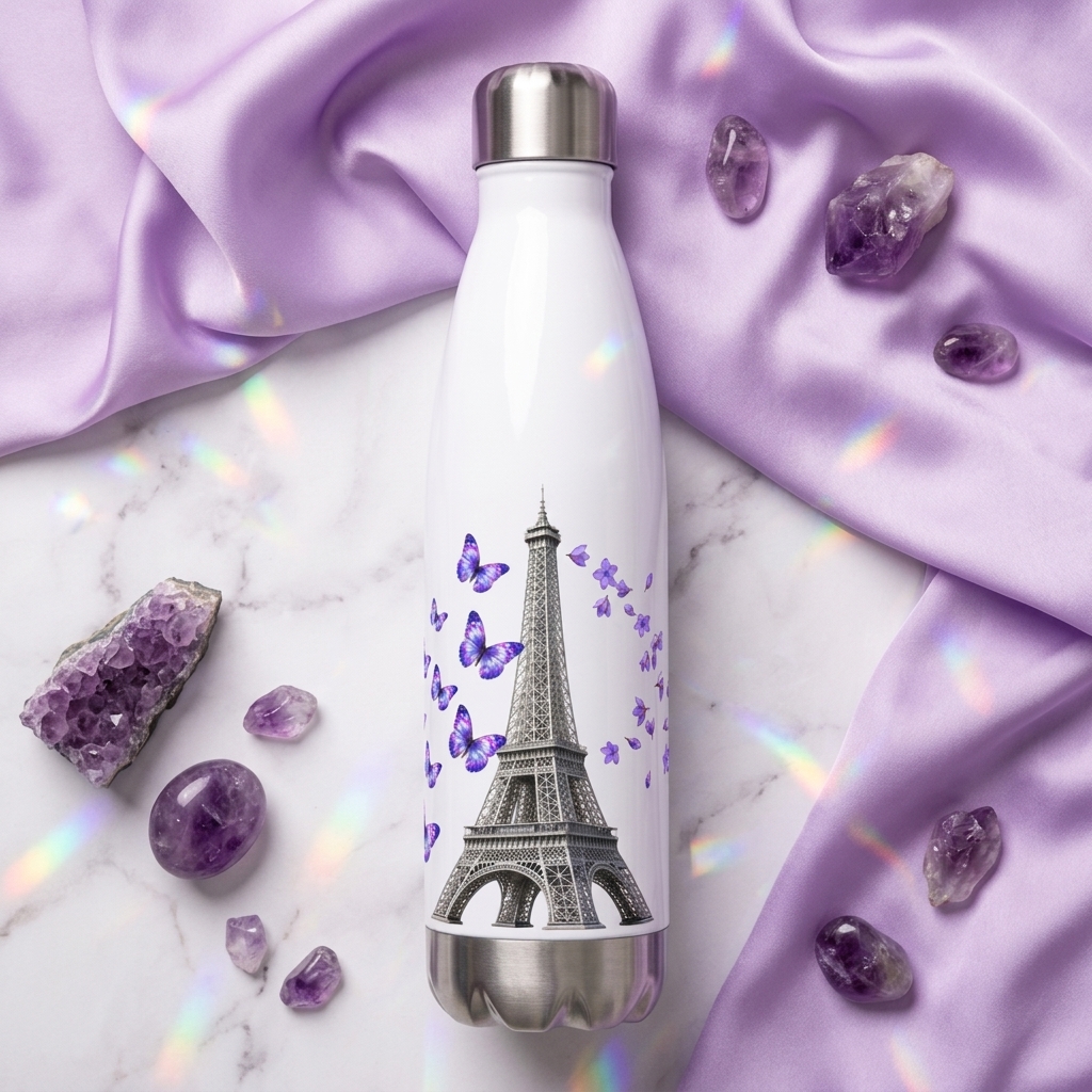 tsgabrielle® • Paris - La Tour Eiffel • Water Bottle • White • Stainless Steel • 17 oz - View 13