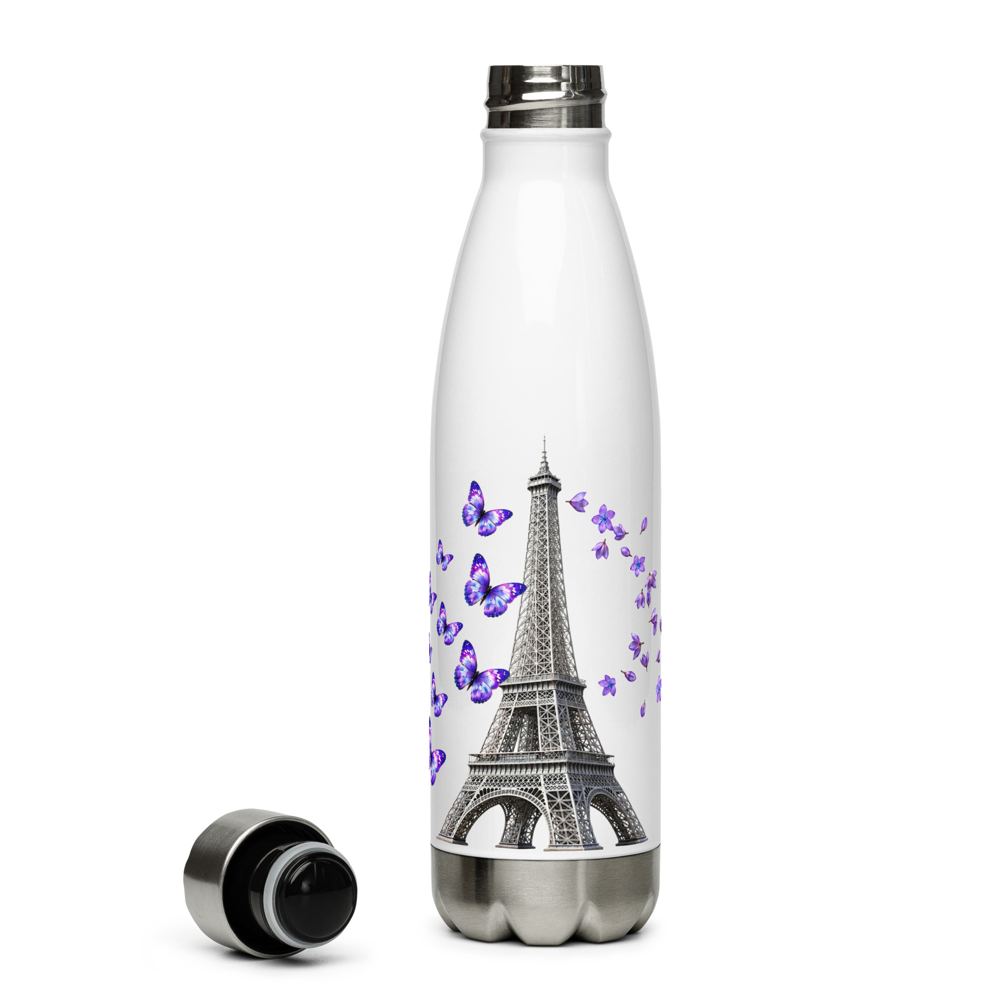 tsgabrielle® • Paris - La Tour Eiffel • Water Bottle • White • Stainless Steel • 17 oz - View 2