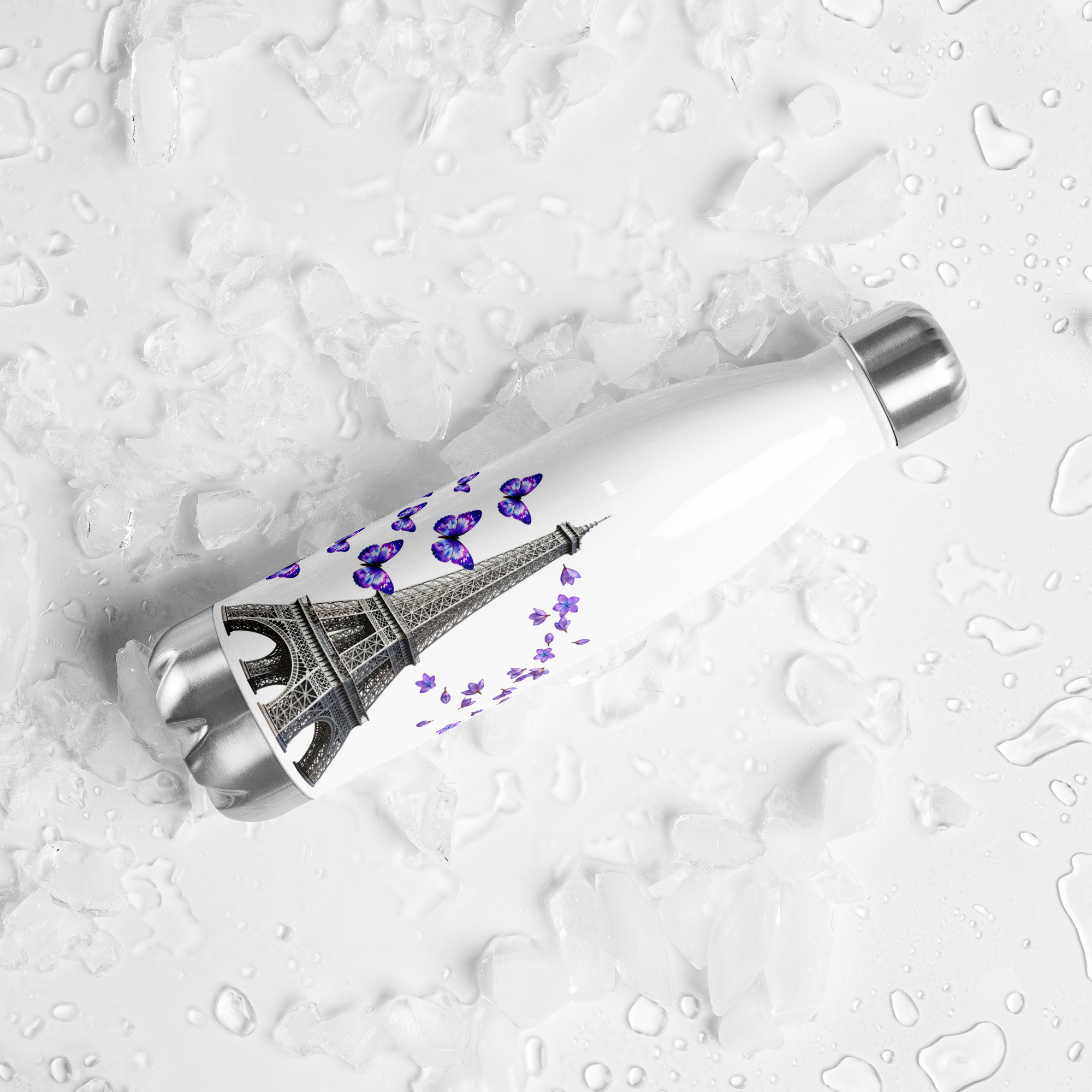 tsgabrielle® • Paris - La Tour Eiffel • Water Bottle • White • Stainless Steel • 17 oz - View 8