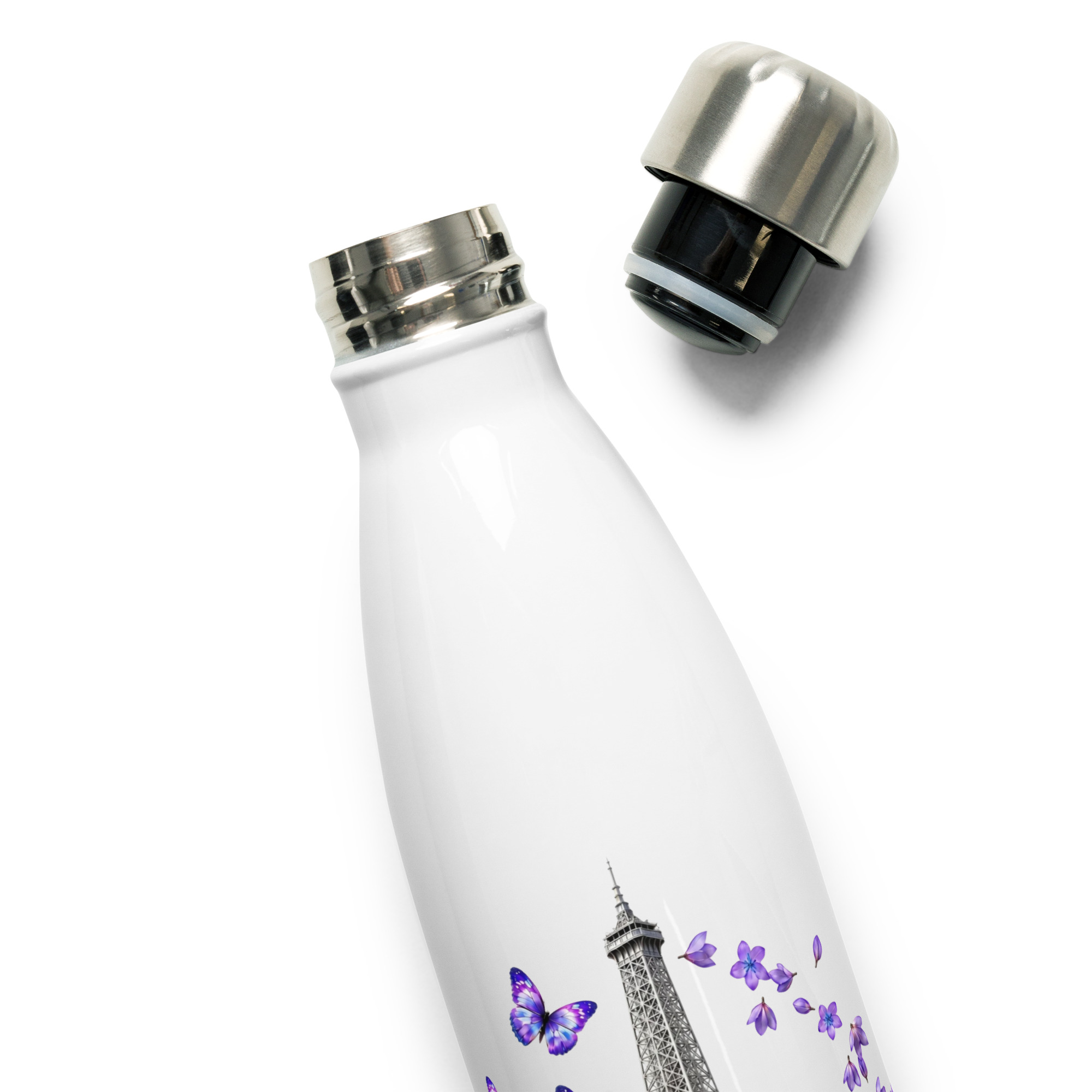 tsgabrielle® • Paris - La Tour Eiffel • Water Bottle • White • Stainless Steel • 17 oz - View 6