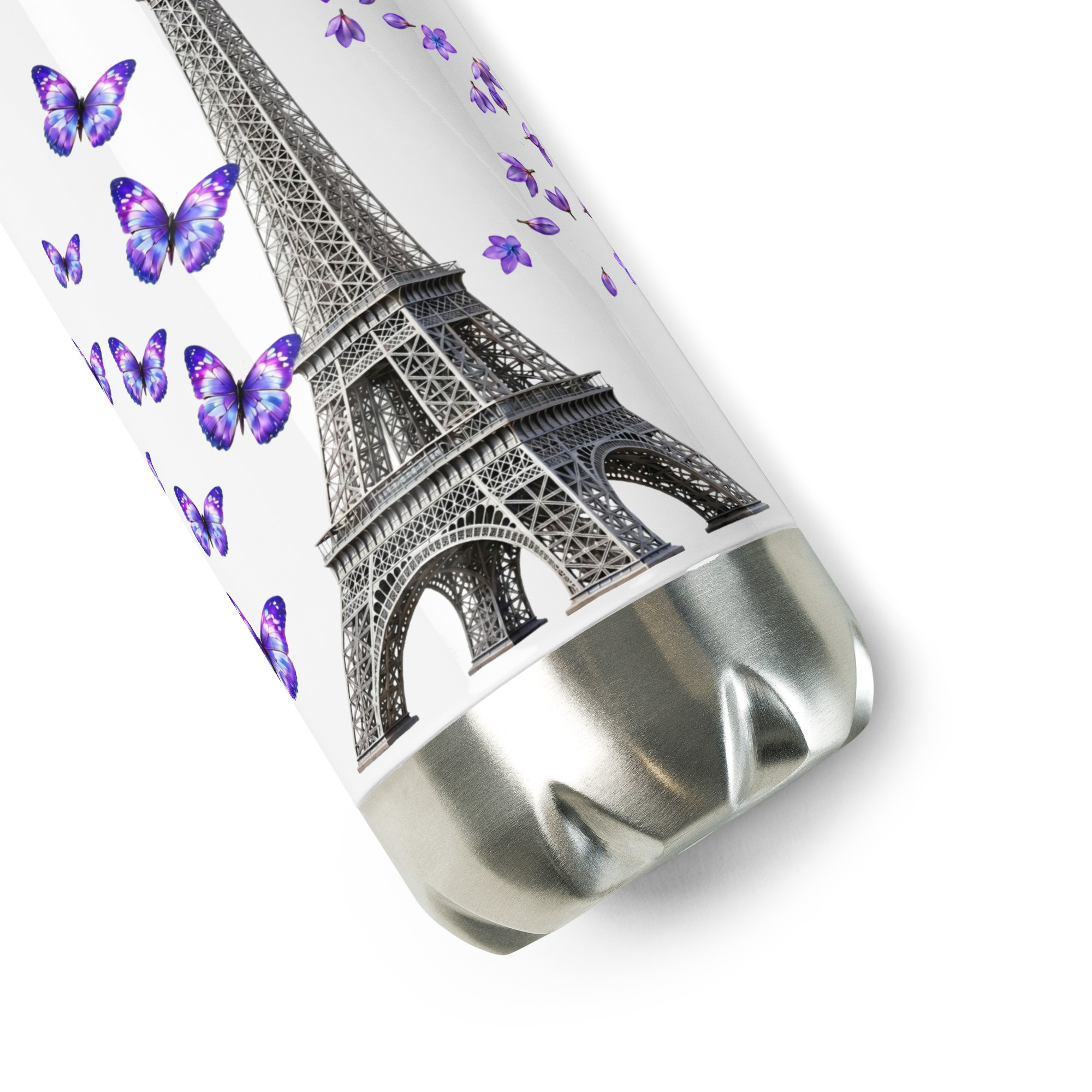tsgabrielle® • Paris - La Tour Eiffel • Water Bottle • White • Stainless Steel • 17 oz - View 3
